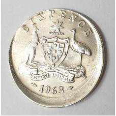 AUSTRALIA 1963 . SIXPENCE . ERROR . BROADSTRUCK